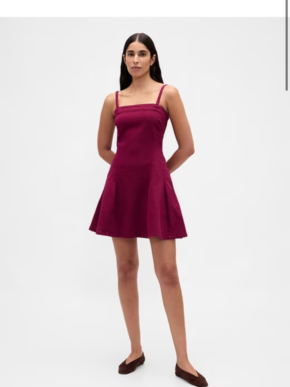 GAP Wine Red Denim Dress with Thin Detachable Straps NWT